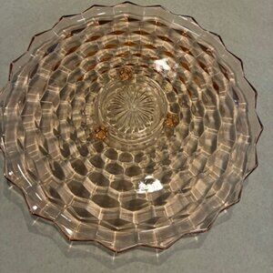 Share Vintage Fostoria Peach/Pink Cut Glass 12" Cake Plate Serving Tray Footed D